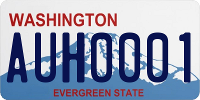 WA license plate AUH0001