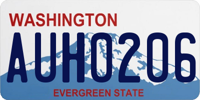 WA license plate AUH0206