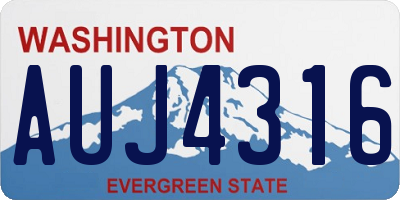 WA license plate AUJ4316