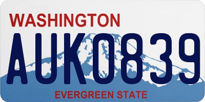 WA license plate AUK0839