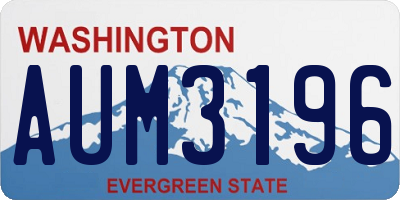 WA license plate AUM3196
