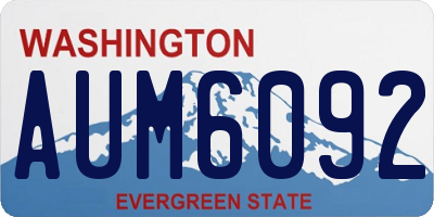 WA license plate AUM6092