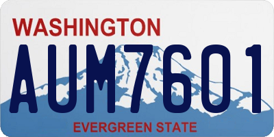 WA license plate AUM7601