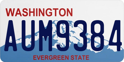 WA license plate AUM9384