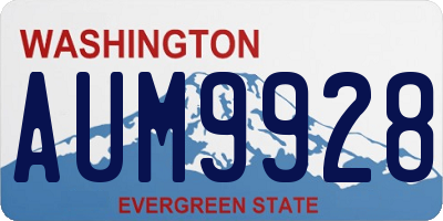 WA license plate AUM9928