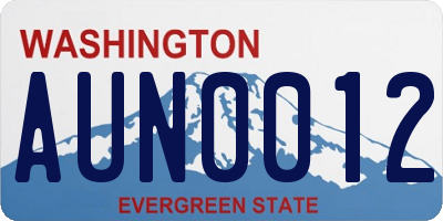 WA license plate AUN0012