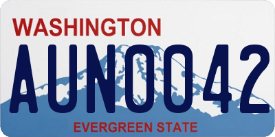 WA license plate AUN0042