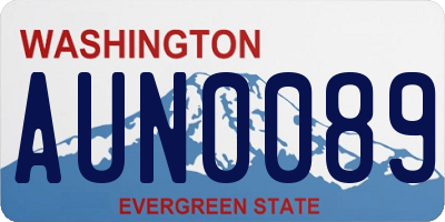 WA license plate AUN0089