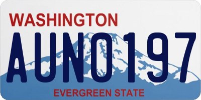 WA license plate AUN0197