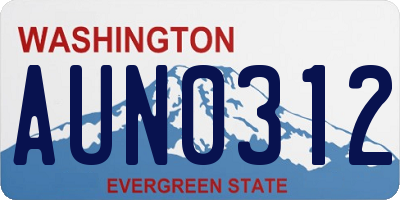 WA license plate AUN0312
