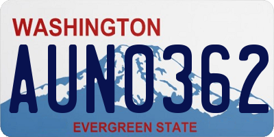 WA license plate AUN0362