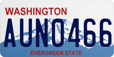 WA license plate AUN0466