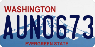 WA license plate AUN0673