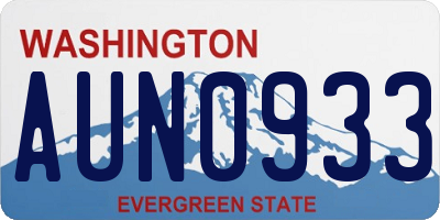 WA license plate AUN0933