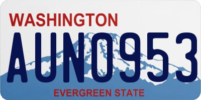 WA license plate AUN0953
