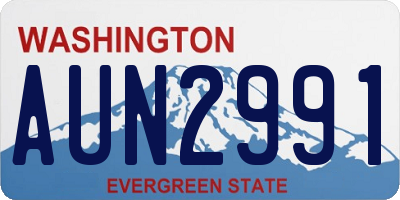 WA license plate AUN2991