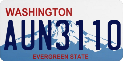 WA license plate AUN3110
