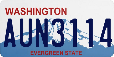 WA license plate AUN3114