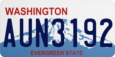 WA license plate AUN3192