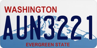 WA license plate AUN3221