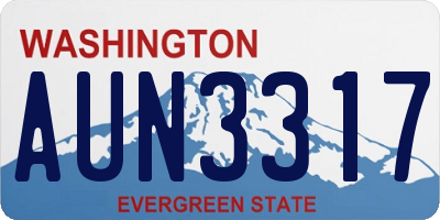 WA license plate AUN3317