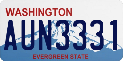 WA license plate AUN3331