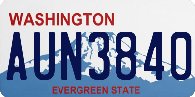 WA license plate AUN3840