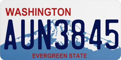 WA license plate AUN3845