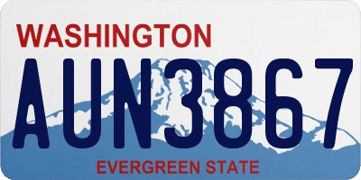 WA license plate AUN3867