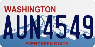 WA license plate AUN4549