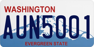 WA license plate AUN5001