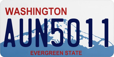 WA license plate AUN5011
