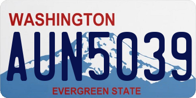 WA license plate AUN5039
