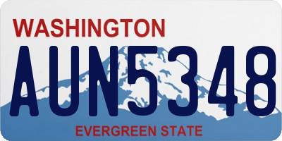 WA license plate AUN5348