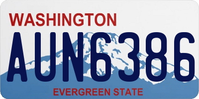 WA license plate AUN6386
