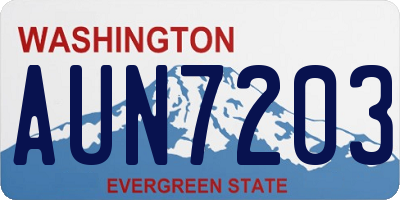 WA license plate AUN7203