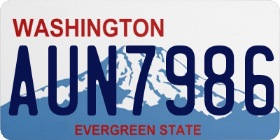 WA license plate AUN7986
