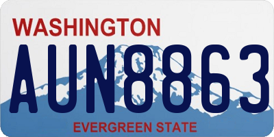 WA license plate AUN8863