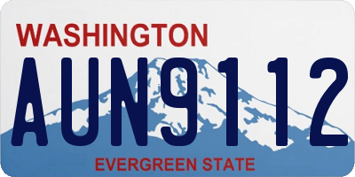 WA license plate AUN9112