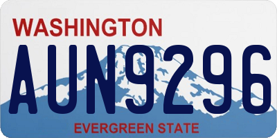 WA license plate AUN9296