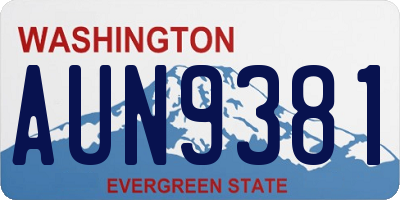 WA license plate AUN9381