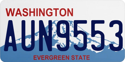 WA license plate AUN9553