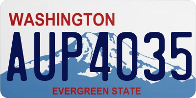 WA license plate AUP4035