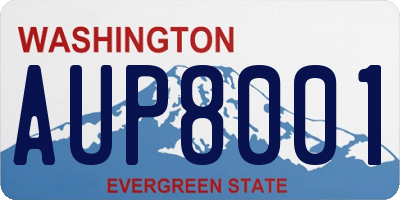 WA license plate AUP8001