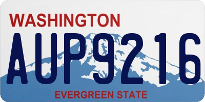 WA license plate AUP9216