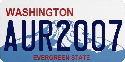 WA license plate AUR2007