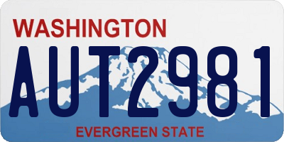 WA license plate AUT2981