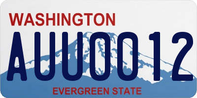 WA license plate AUU0012