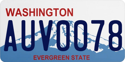 WA license plate AUV0078
