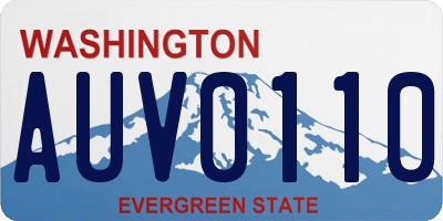 WA license plate AUV0110